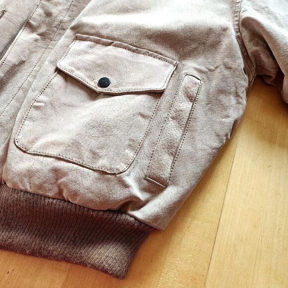 Vintage 1980s Brown Suede Aviator Bomber: 80s Leather Flight Jacket, Medium - Picture 2 of 8